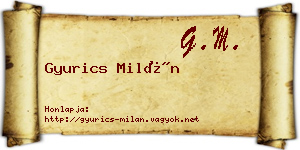 Gyurics Milán névjegykártya
